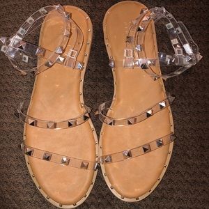 Nicole Miller New York Clear Strap With Studs Sandals